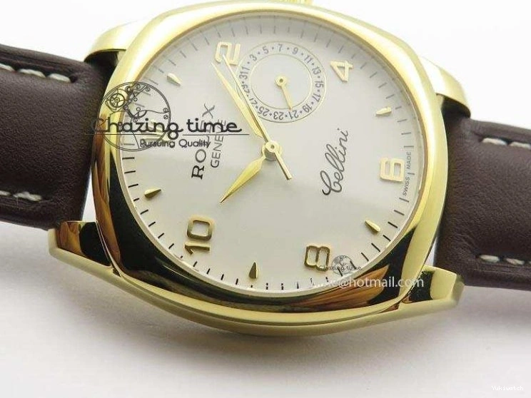 On YG A2824 Leather Brown Dial Date Cellini Strap Numeral White 0318